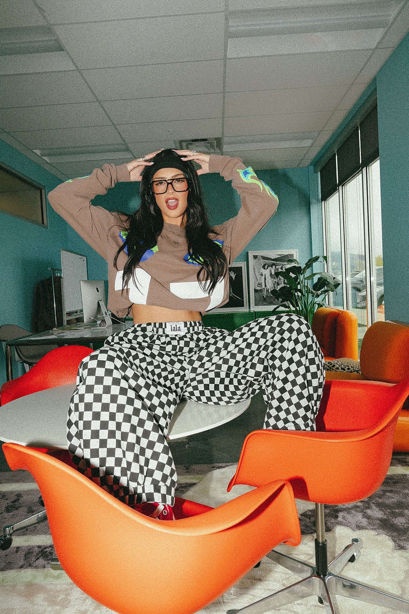 Rocky Harem Pants in Grey + Black Checkerboard - Dressed in Lala