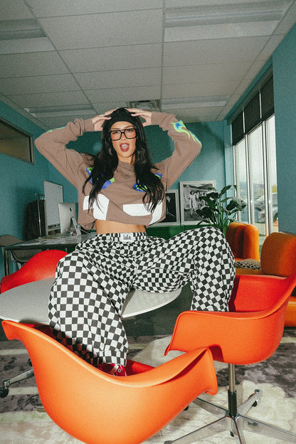 Rocky Harem Pants in Grey + Black Checkerboard - Dressed in Lala