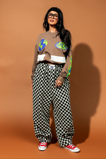 Rocky Harem Pants in Grey + Black Checkerboard - Dressed in Lala