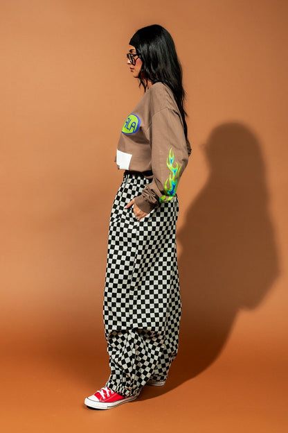 Rocky Harem Pants in Grey + Black Checkerboard - Dressed in Lala