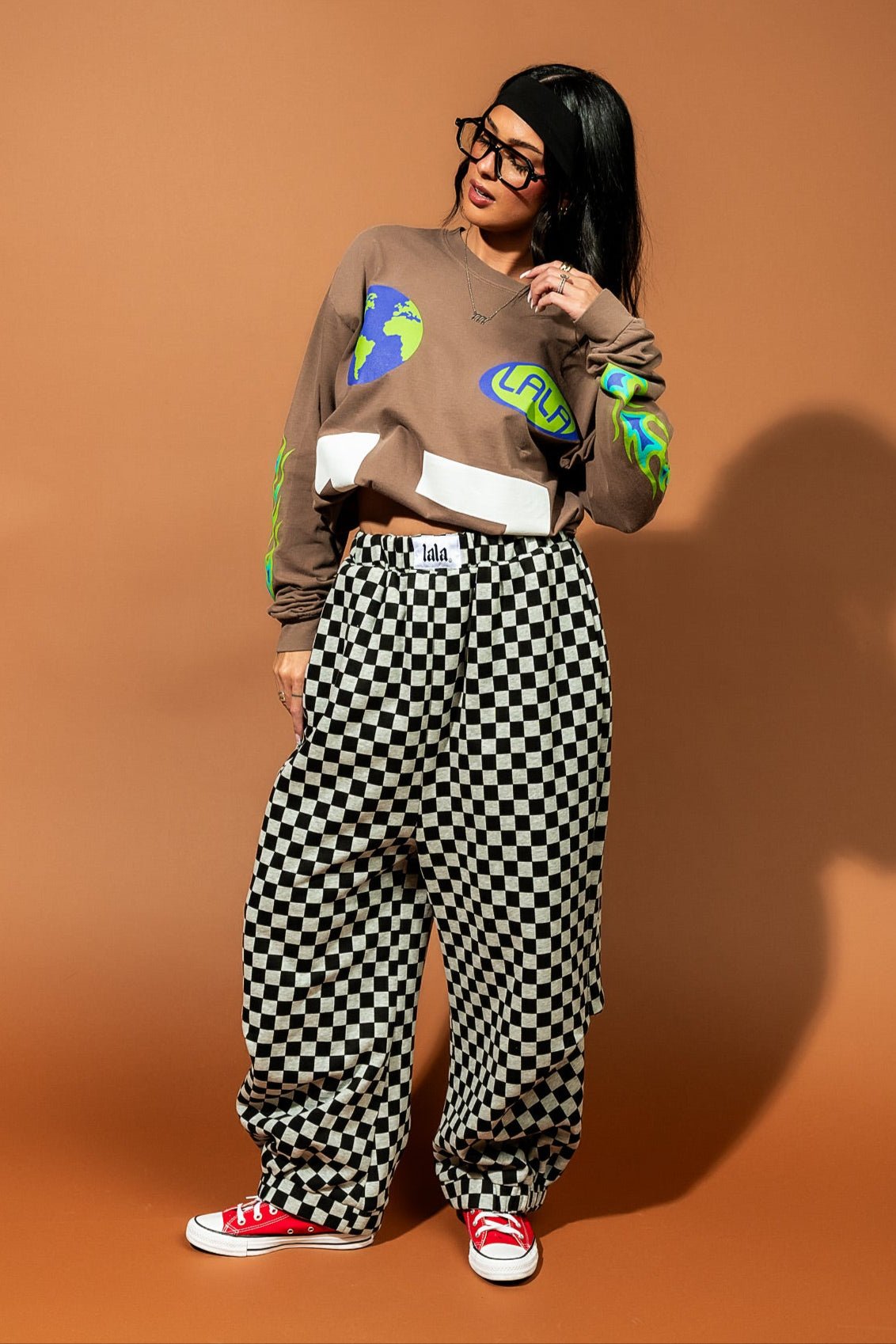 Rocky Harem Pants in Grey + Black Checkerboard - Dressed in Lala