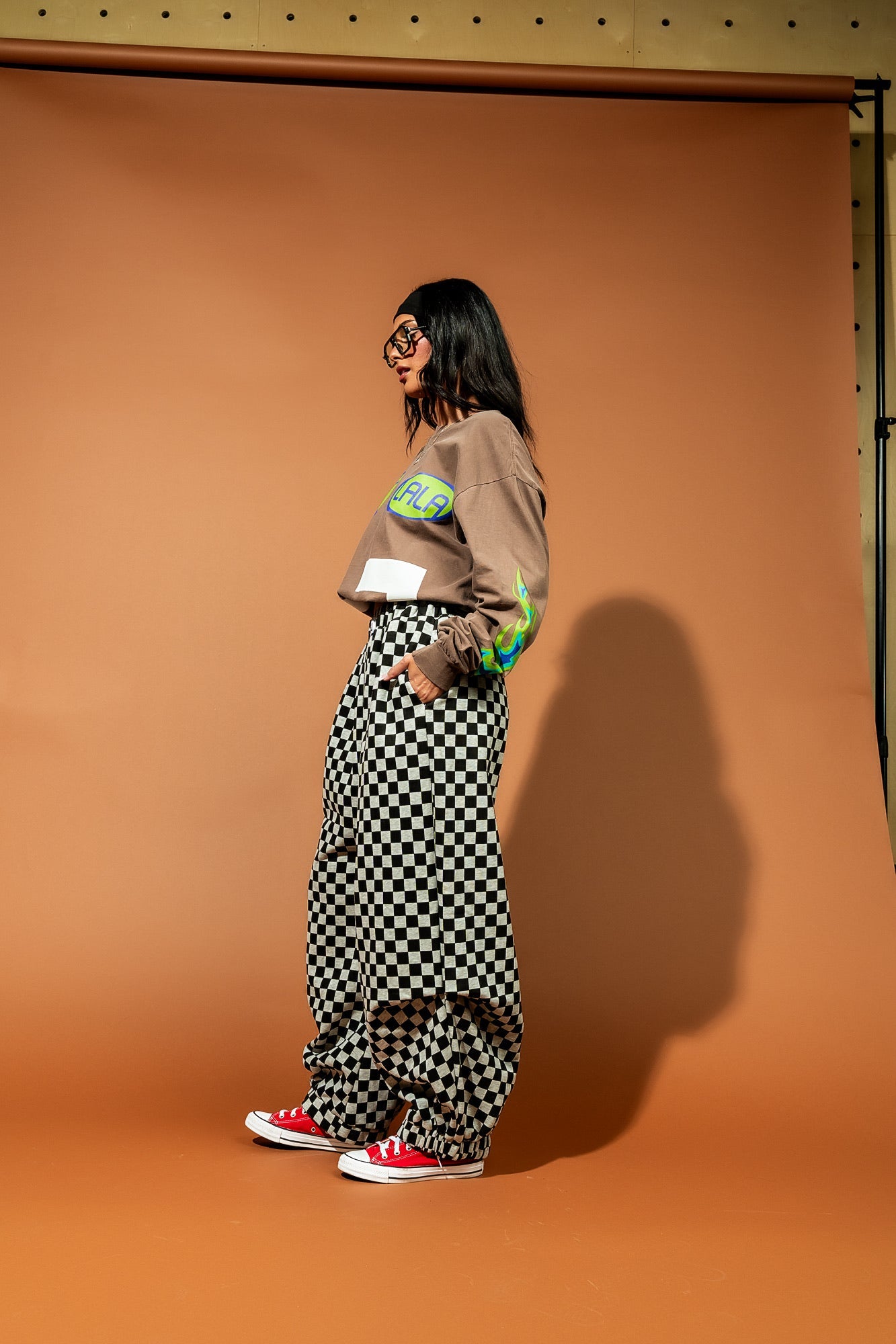 Rocky Harem Pants in Grey + Black Checkerboard - Dressed in Lala