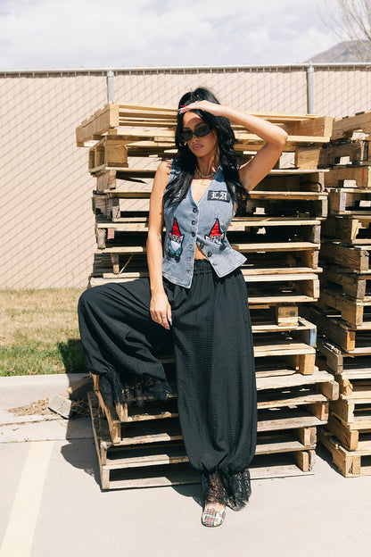 Rolling With The Gnomies Denim Waistcoat Vest - Dressed in Lala