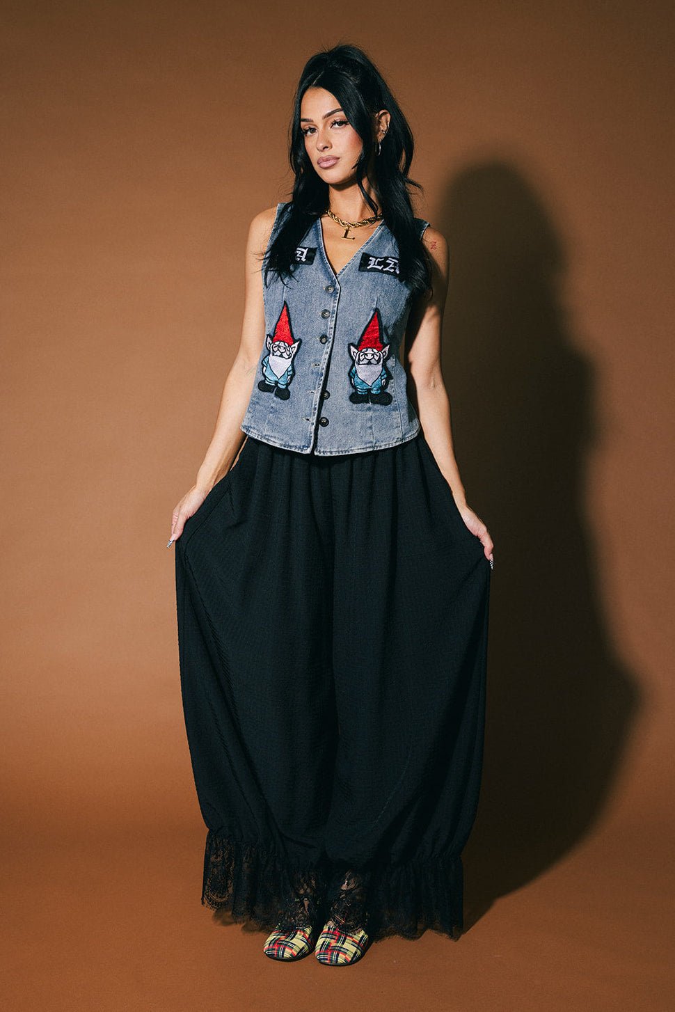 Rolling With The Gnomies Denim Waistcoat Vest - Dressed in Lala