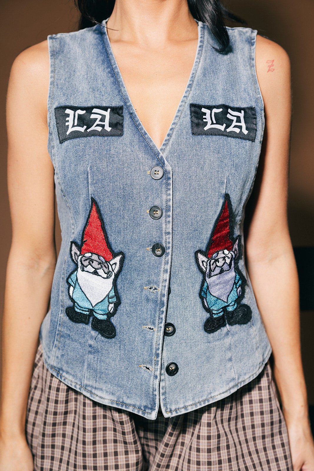 Rolling With The Gnomies Denim Waistcoat Vest - Dressed in Lala