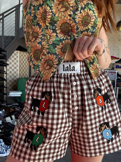 Sassy Little Sausage Gingham Boxer Shorts - Dressed in Lala