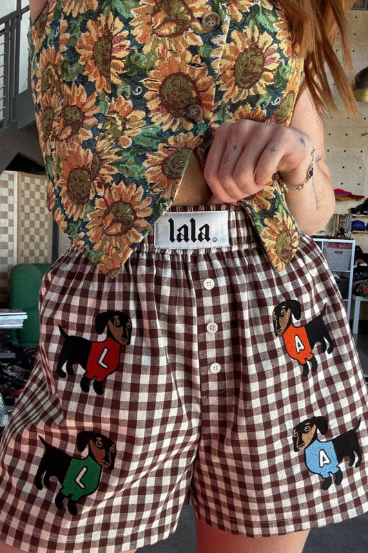 Sassy Little Sausage Gingham Boxer Shorts - Dressed in Lala