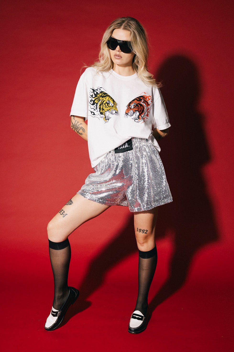 See You in Space Sequin Boxer Shorts in Silver - Dressed in Lala