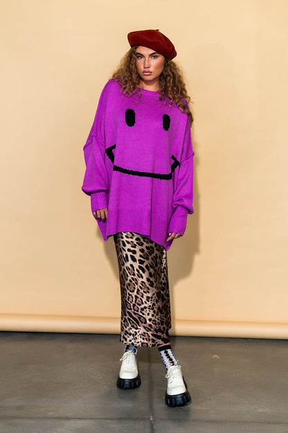 Serotonin Smile Oversized Knit in Ultraviolet - Dressed in Lala