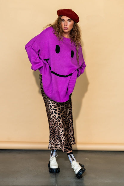 Serotonin Smile Oversized Knit in Ultraviolet - Dressed in Lala