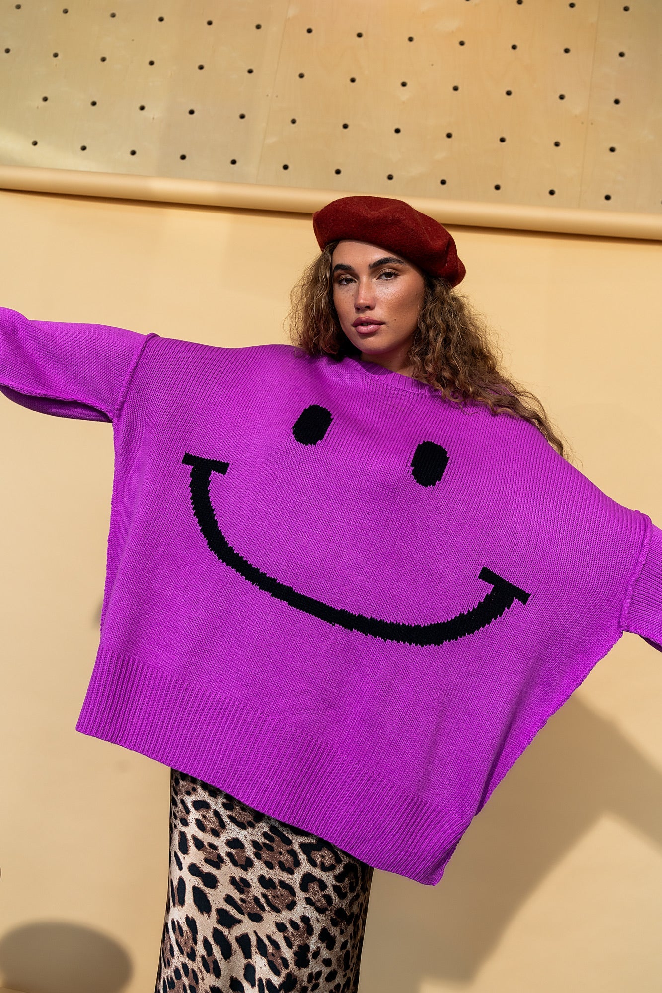 Serotonin Smile Oversized Knit in Ultraviolet - Dressed in Lala