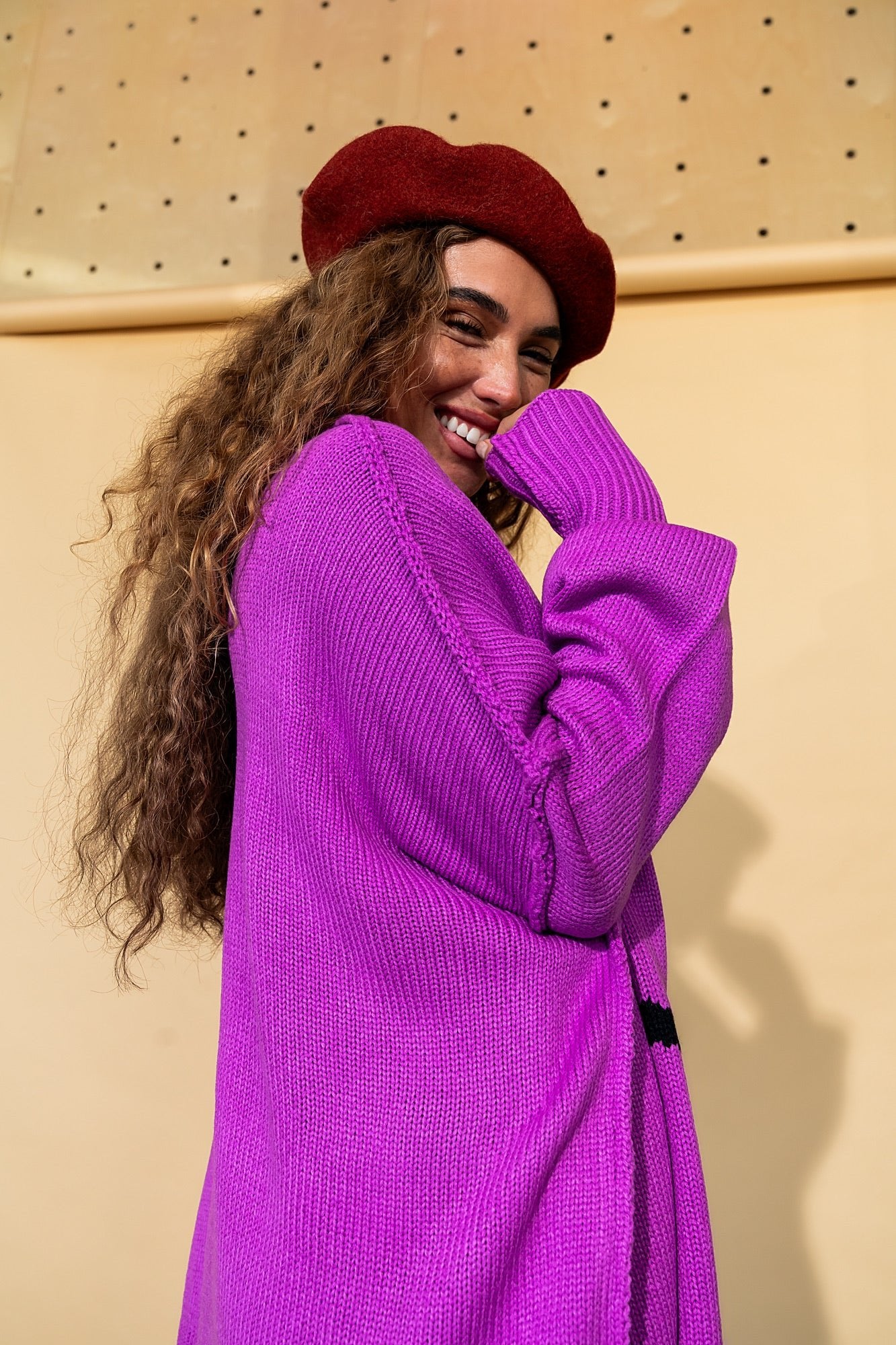 Serotonin Smile Oversized Knit in Ultraviolet - Dressed in Lala