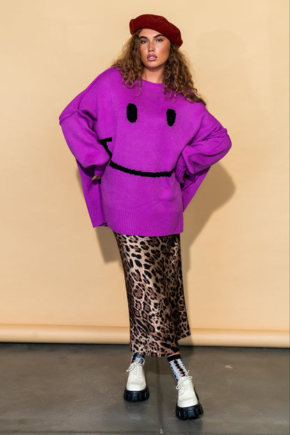 Serotonin Smile Oversized Knit in Ultraviolet - Dressed in Lala