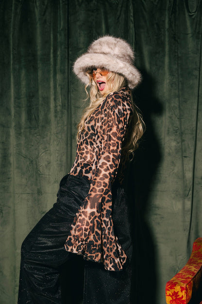 She Is The Moment Cropped Button Up in Leopard - Dressed in Lala