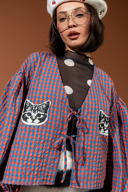Show Me Your Kitties Seersucker Gingham Tie Top - Dressed in Lala