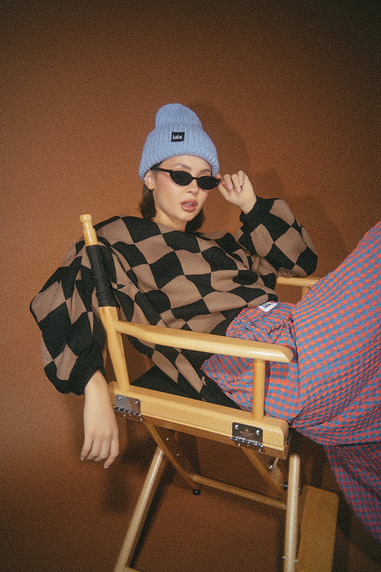 So Money Oversized Checkerboard Knit in Black + Mocha - Dressed in Lala