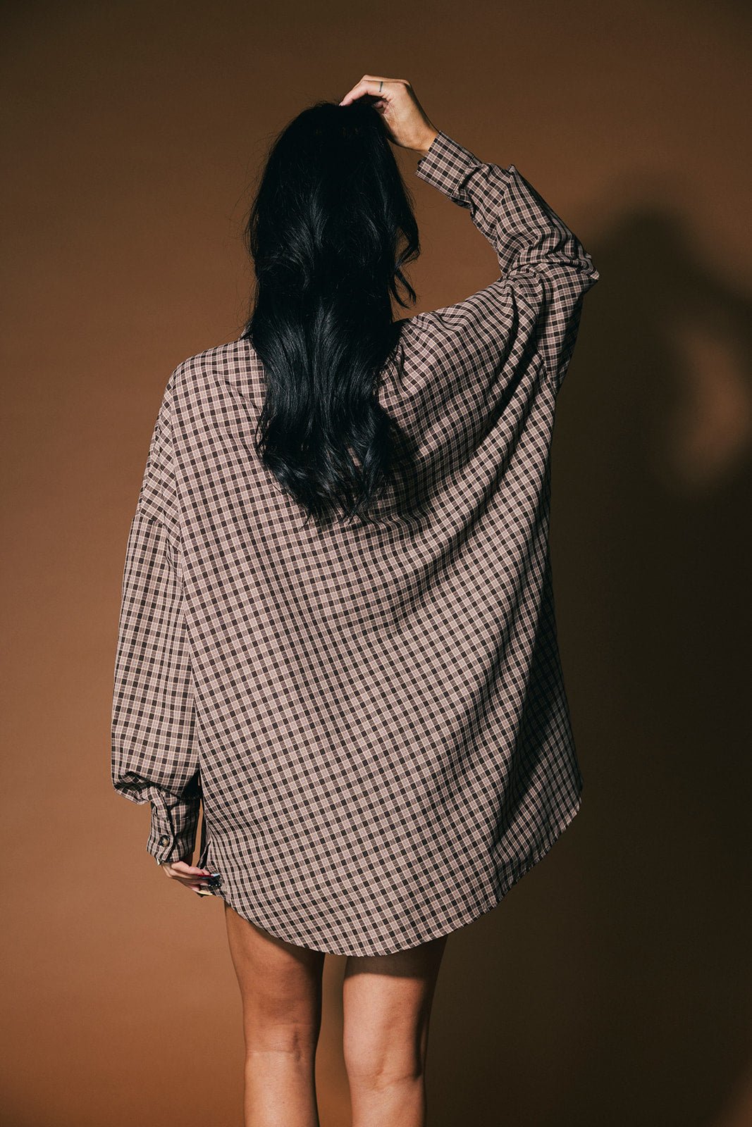 Soul Searching Ultra Oversized Button Up in Brown - Dressed in Lala
