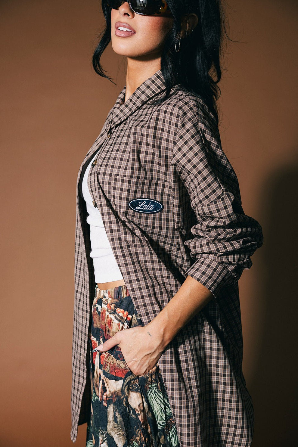 Soul Searching Ultra Oversized Button Up in Brown – Dressed in Lala