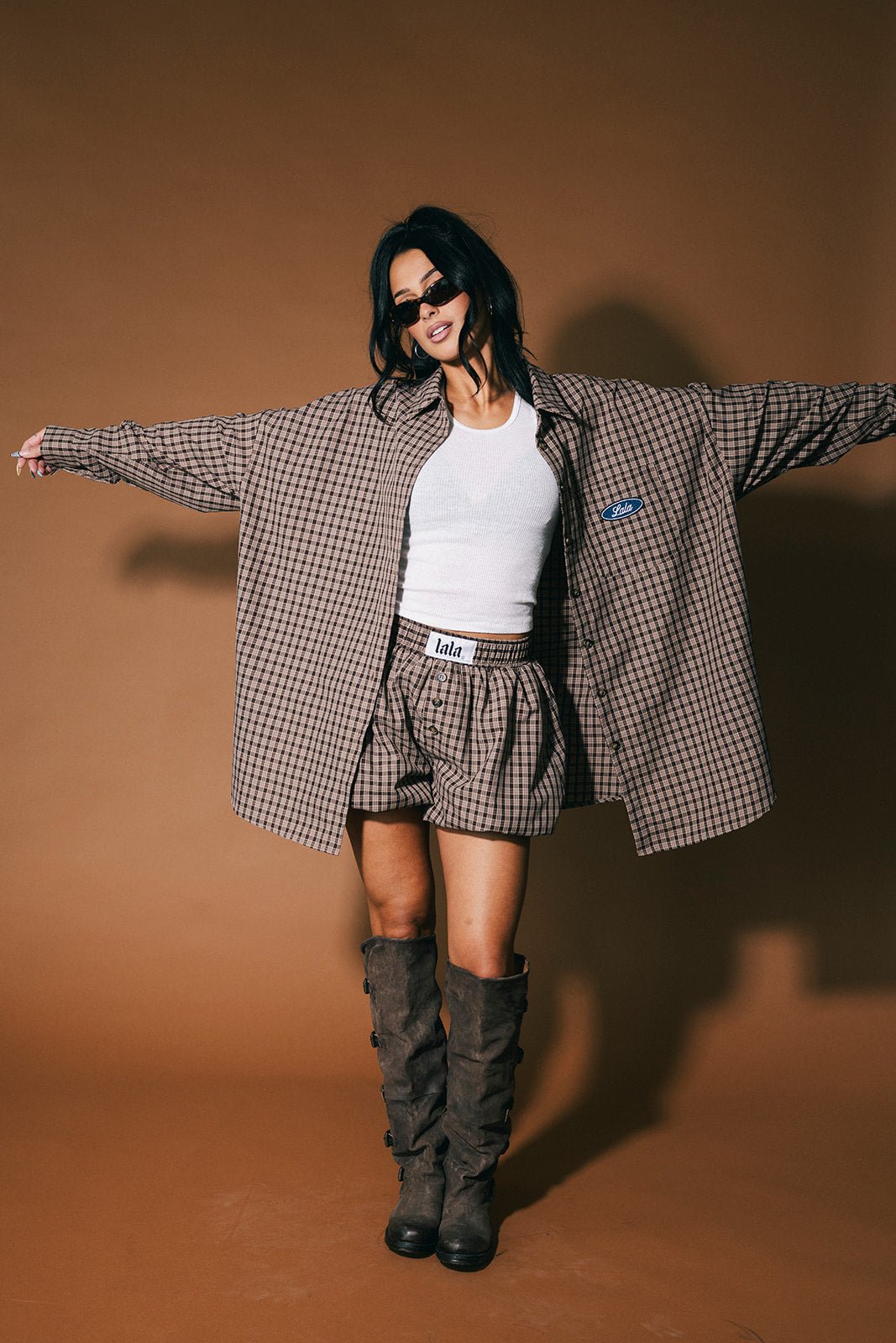 Soul Searching Ultra Oversized Button Up in Brown - Dressed in Lala