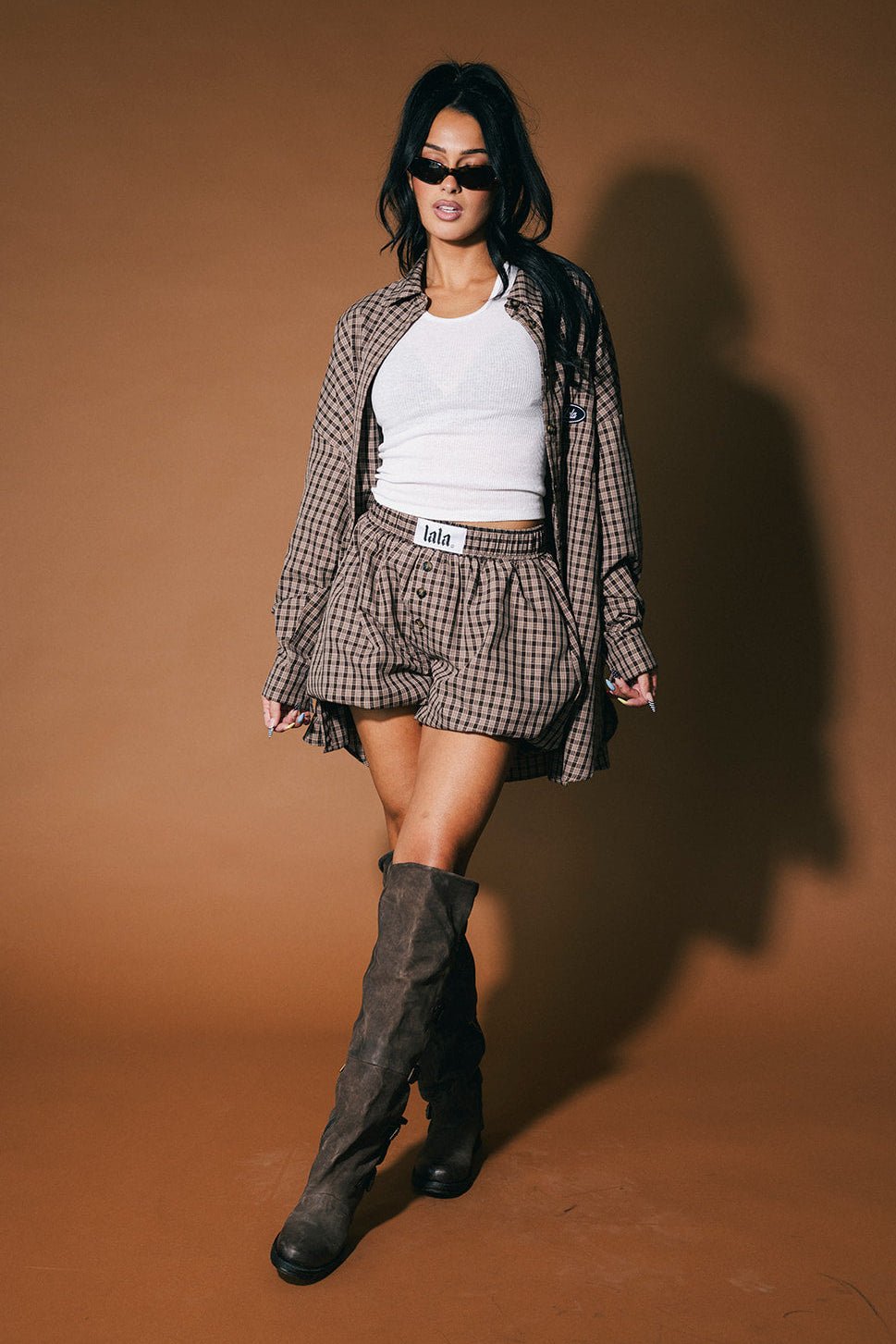 Soul Searching Ultra Oversized Button Up in Brown - Dressed in Lala