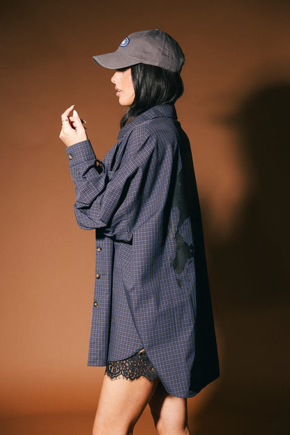 Soul Searching Ultra Oversized Button Up in Dark Whimsy - Dressed in Lala
