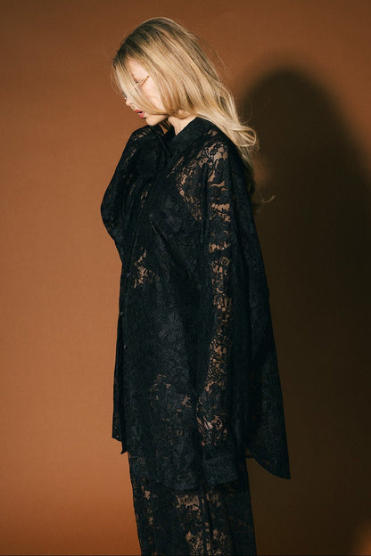 Soul Searching Ultra Oversized Button Up in Love Hangover Lace - Dressed in Lala