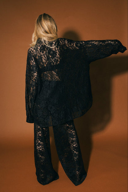 Soul Searching Ultra Oversized Button Up in Love Hangover Lace - Dressed in Lala