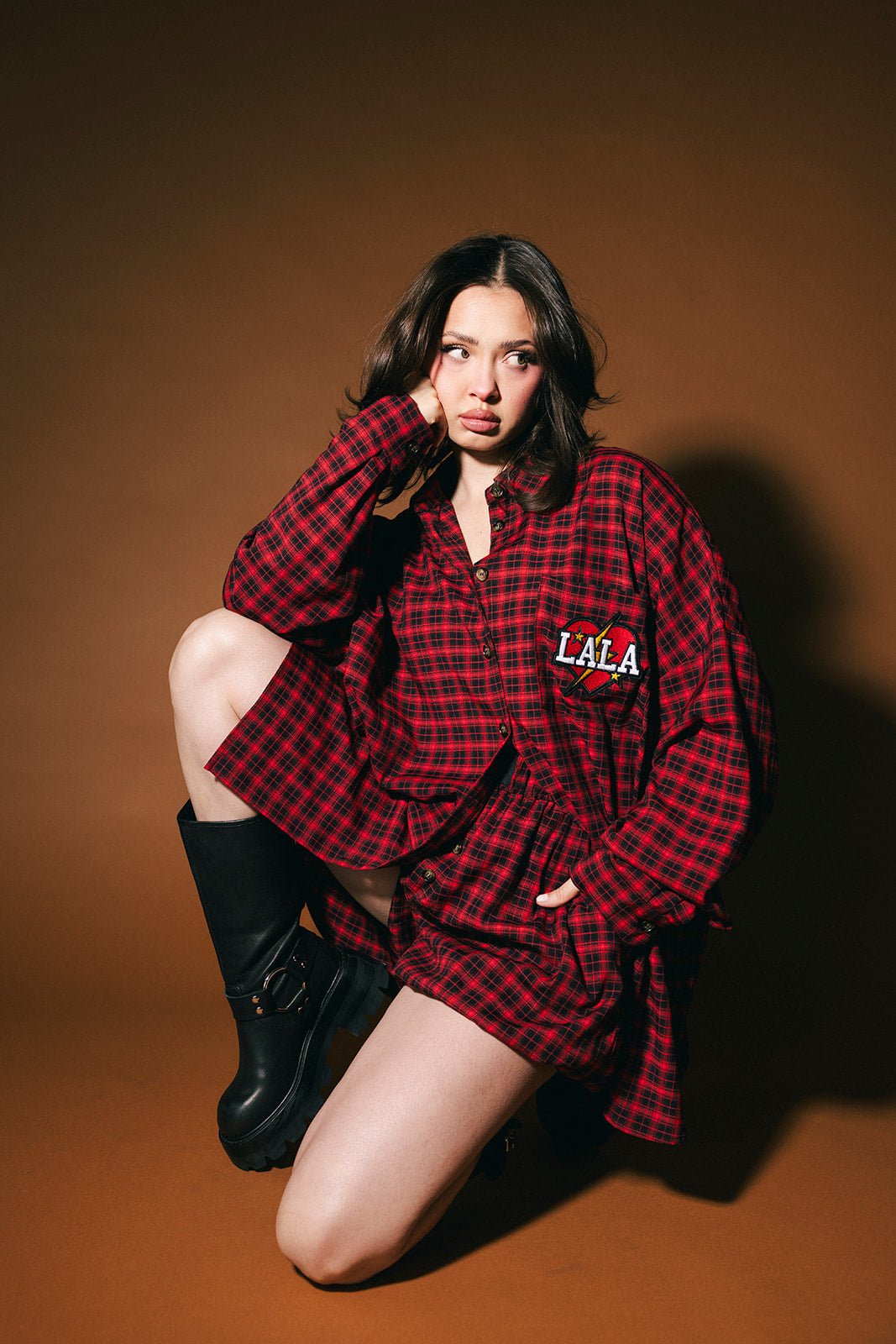Soul Searching Ultra Oversized Button Up in Red - Dressed in Lala