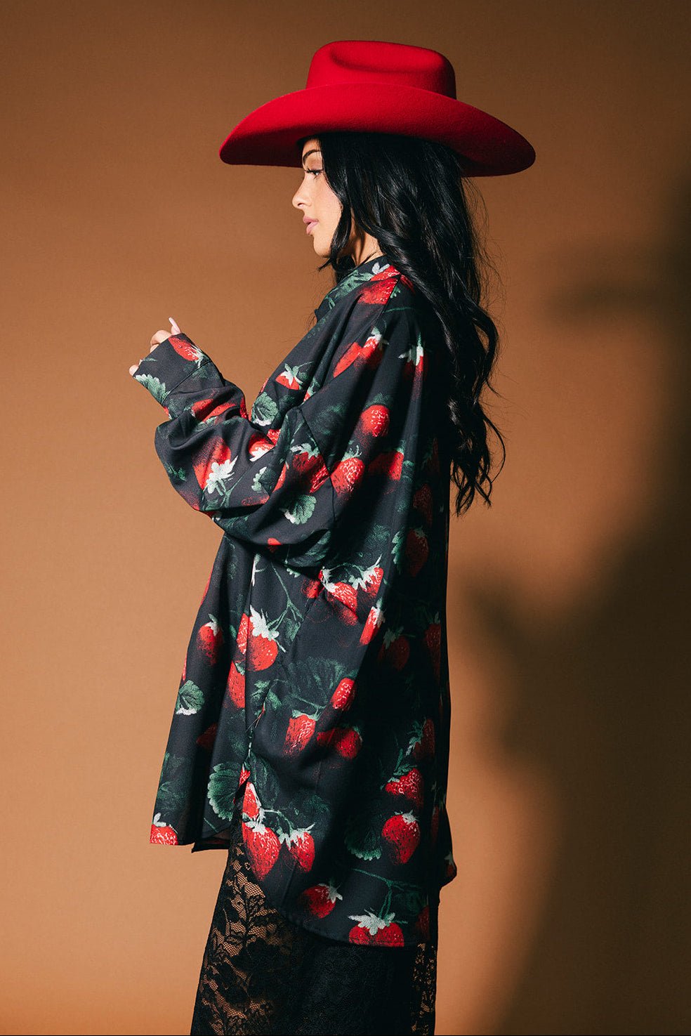 Soul Searching Ultra Oversized Button Up in Strawberries - Dressed in Lala