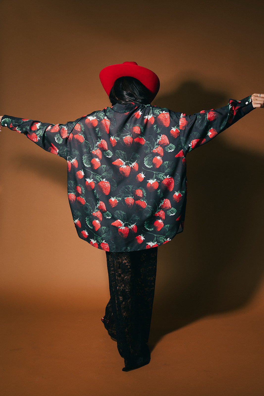 Soul Searching Ultra Oversized Button Up in Strawberries - Dressed in Lala