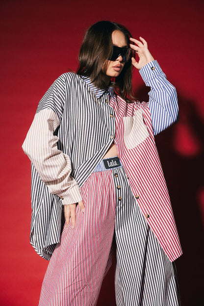 Soul Searching Ultra Oversized Button Up in Stripe Me Crazy - Dressed in Lala