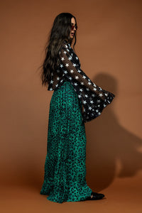 Starry Eyed and Sleep Deprived Cropped Chiffon Button Up