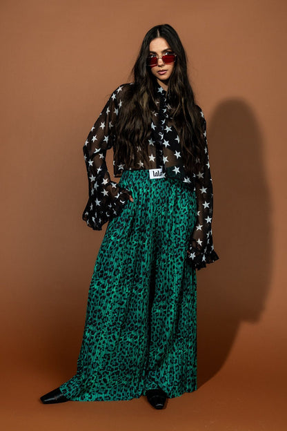 Starry Eyed and Sleep Deprived Cropped Chiffon Button Up - Dressed in Lala