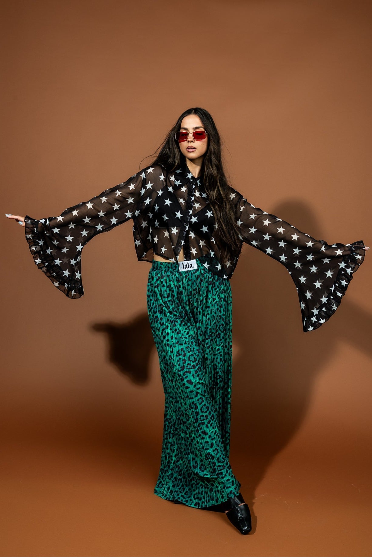 Starry Eyed and Sleep Deprived Cropped Chiffon Button Up - Dressed in Lala