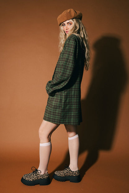 Stay Strange Oversized Plaid Boyfriend Blazer - Dressed in Lala