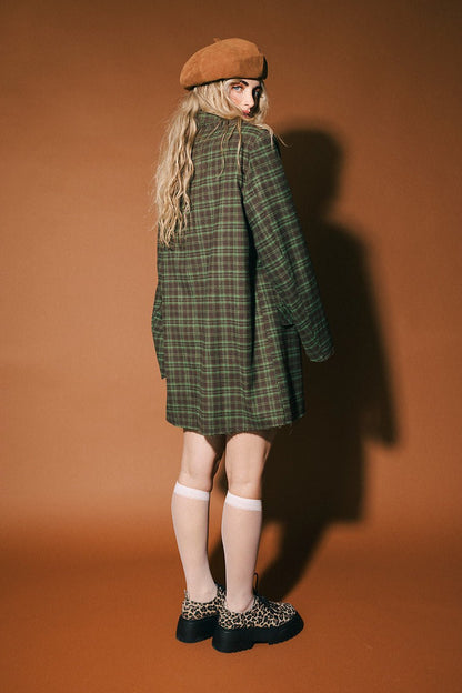Stay Strange Oversized Plaid Boyfriend Blazer - Dressed in Lala