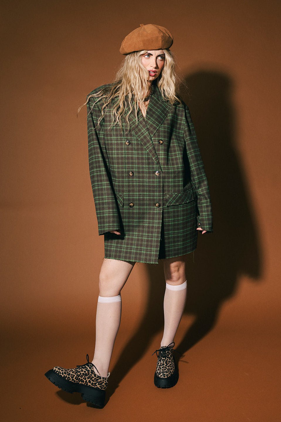Stay Strange Oversized Plaid Boyfriend Blazer - Dressed in Lala