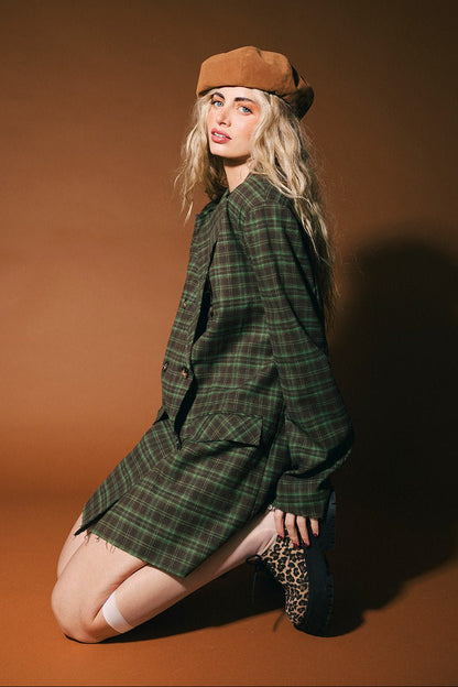 Stay Strange Oversized Plaid Boyfriend Blazer - Dressed in Lala
