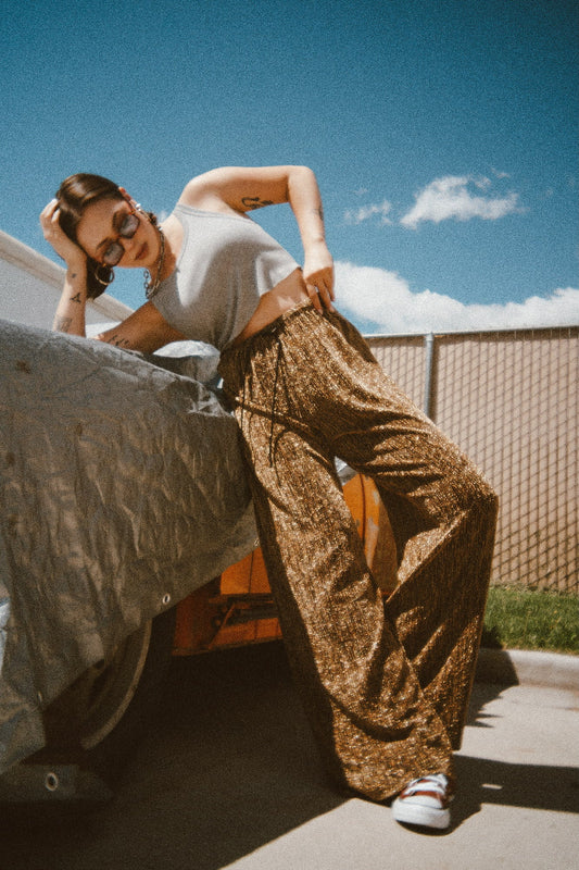 Struck Gold Metallic Pull - On Pants - Dressed in Lala