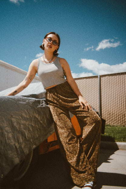 Struck Gold Metallic Pull - On Pants - Dressed in Lala