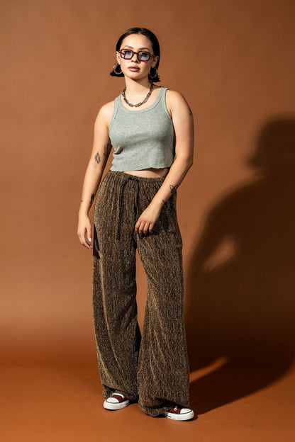Struck Gold Metallic Pull - On Pants - Dressed in Lala