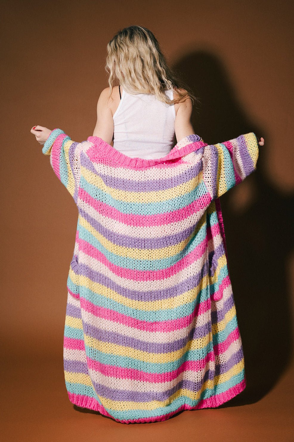 Summer Sunset Stripes Longline Chunky Cardigan - Dressed in Lala