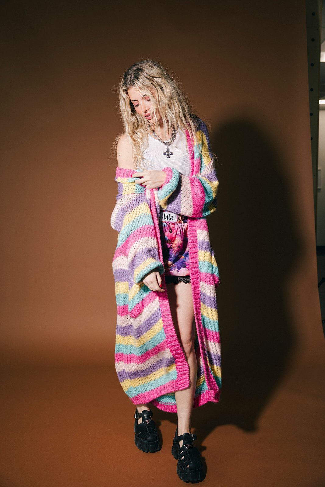 Summer Sunset Stripes Longline Chunky Cardigan - Dressed in Lala