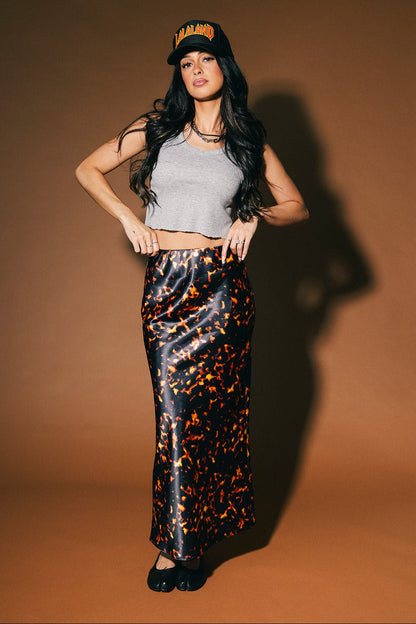Supernova Bias Satin Skirt in Tortoiseshell - Dressed in Lala