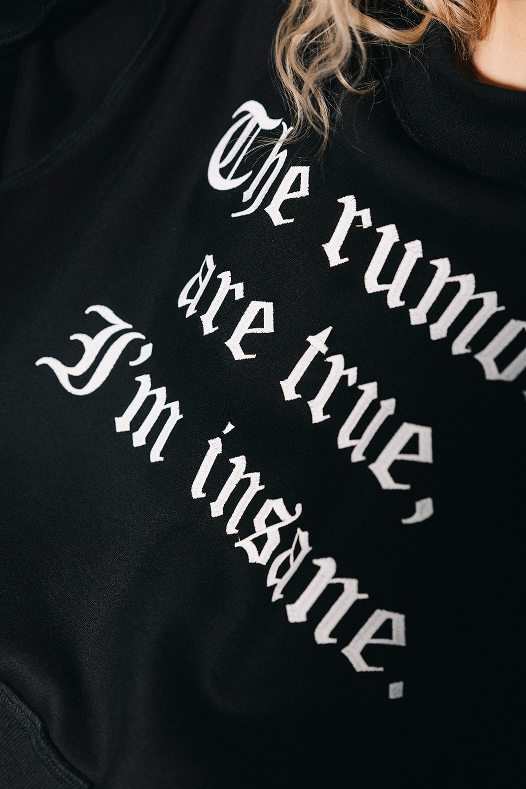 The Rumors Are True Embroidered Boxy Pullover in Black - Dressed in Lala