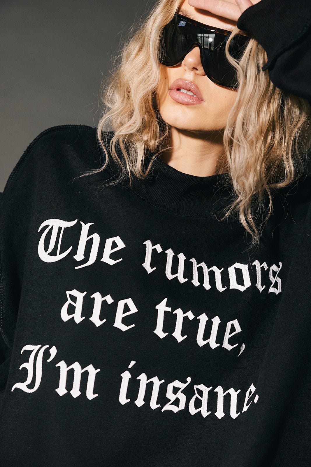 The Rumors Are True Embroidered Boxy Pullover in Black - Dressed in Lala