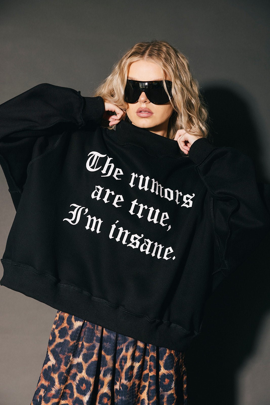 The Rumors Are True Embroidered Boxy Pullover in Black - Dressed in Lala