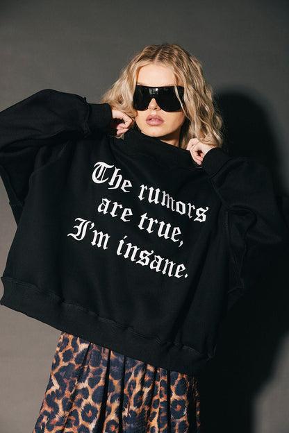 The Rumors Are True Embroidered Boxy Pullover in Black - Dressed in Lala