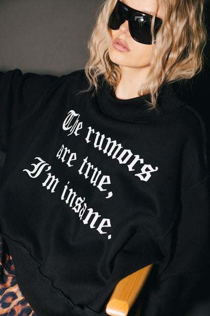 The Rumors Are True Embroidered Boxy Pullover in Black - Dressed in Lala
