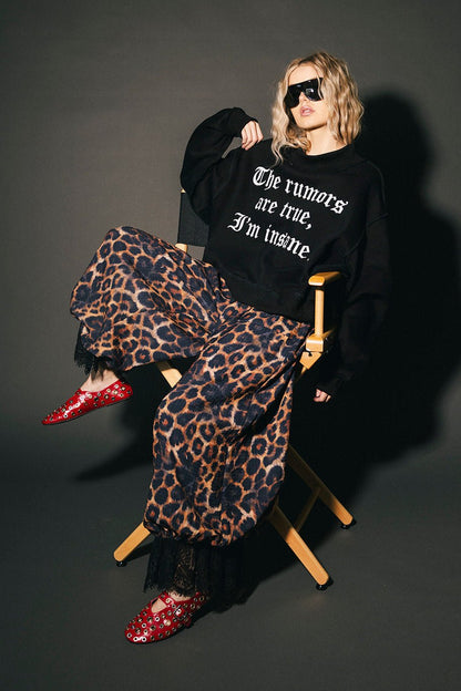 The Rumors Are True Embroidered Boxy Pullover in Black - Dressed in Lala